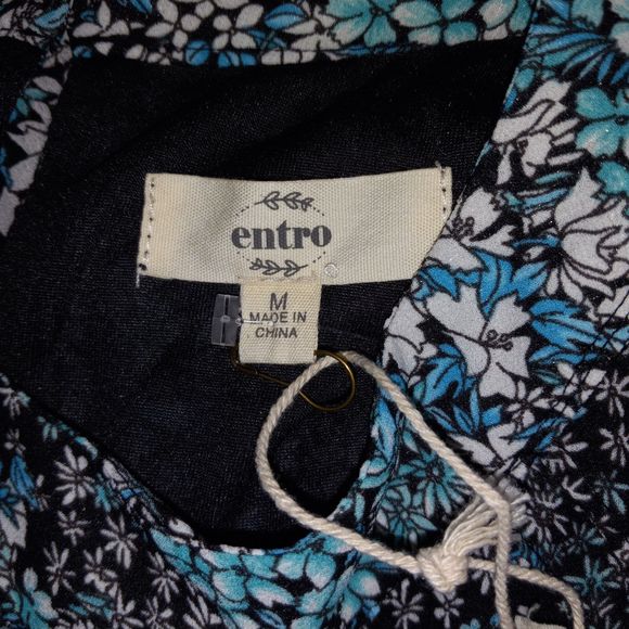 Entro Mini Dress Tunic Size Medium Lined Sleeveless Floral Design Length 34" NEW - Picture 9 of 16